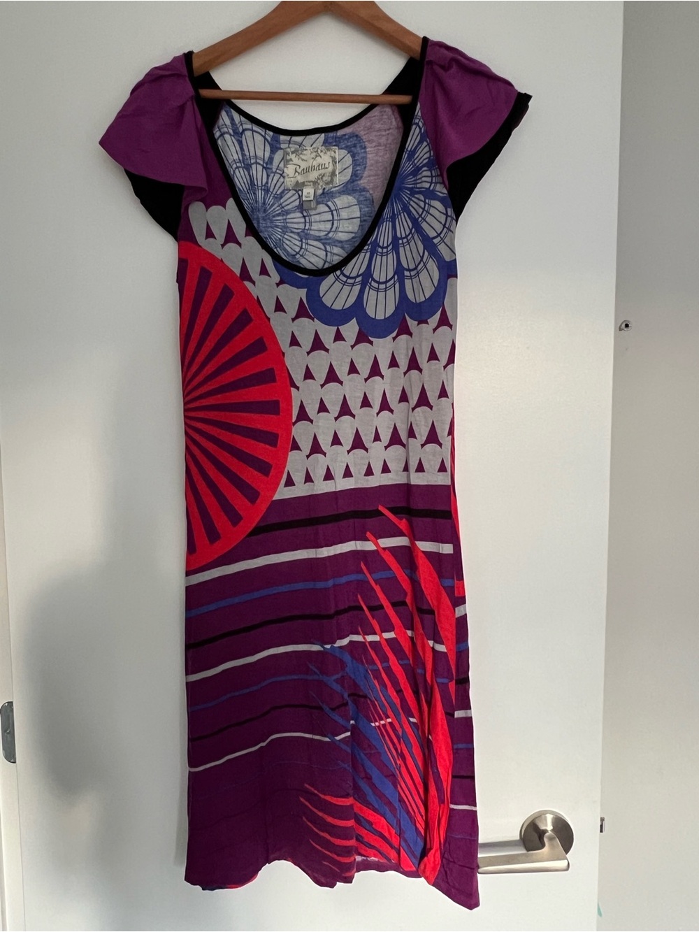 Purple & Pink Graphic Scoop-Neck Midi Dress